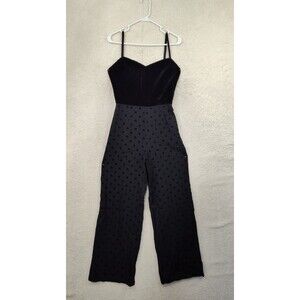 Fabrizio Lenzi Women Jumpsuit 42 Black Polka Dot Wool B Velvet Sleeveless  US6